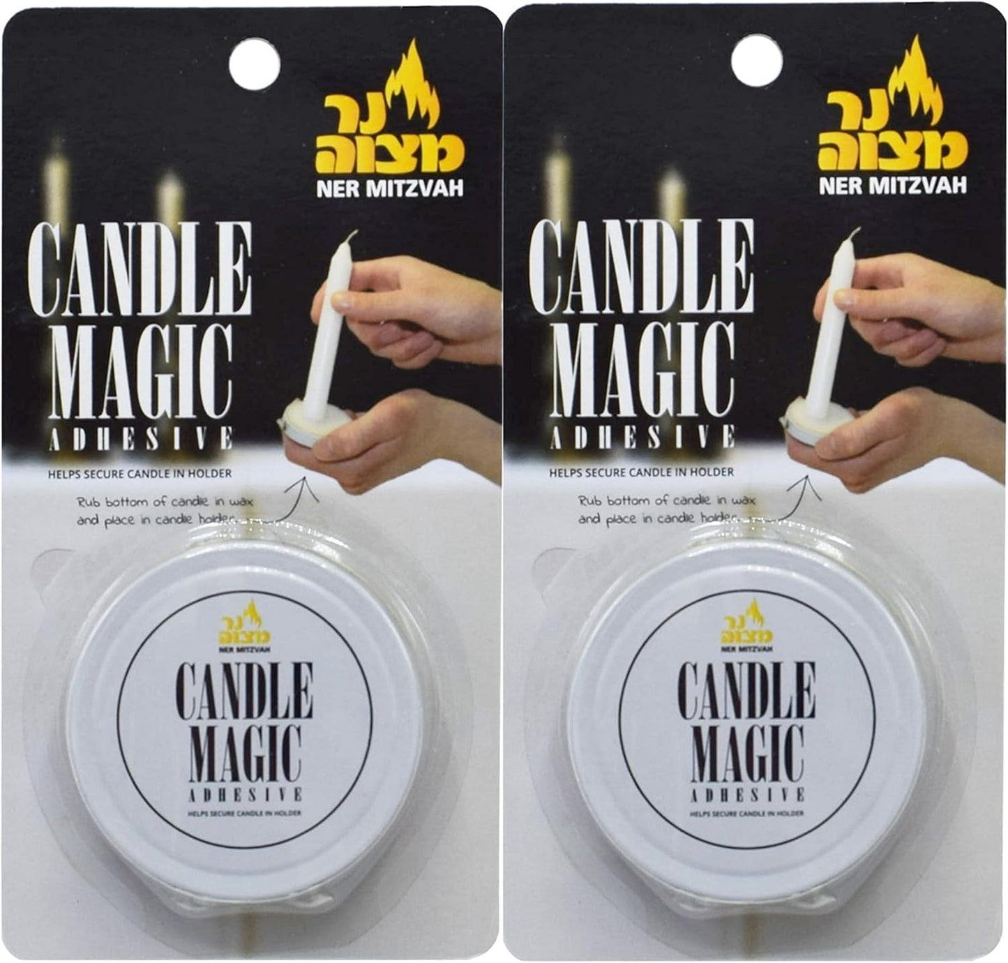 Ner Mitzvah Candle Magic - Candle Wax Adhesive for Secure Hold - 2 Pack