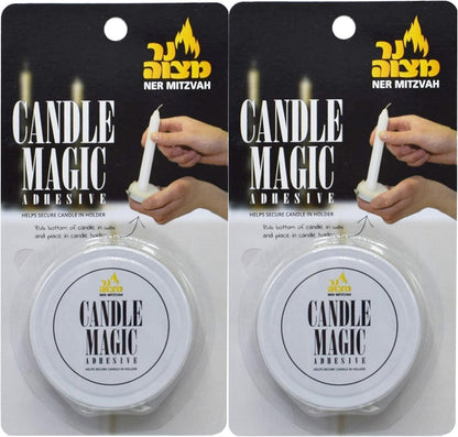 Ner Mitzvah Candle Magic - Candle Wax Adhesive for Secure Hold - 2 Pack