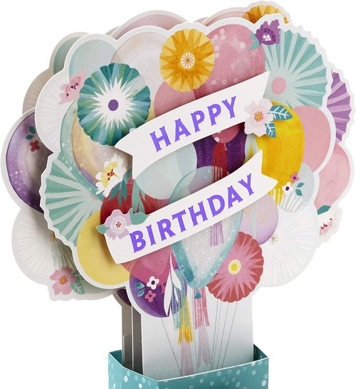 Hallmark Pop-Up Birthday Card - Beautiful Flower Balloons Design for Women | Unique Gift Idea