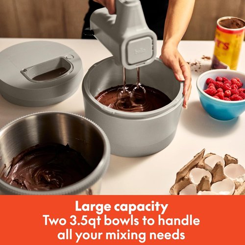 Bella 3.5 Qt Electric Mixer - 2-in-1 Hand & Stand Mixer with Bowl, Dough Hook, Whisk & Egg Beater, 200 Watt, Oatmilk