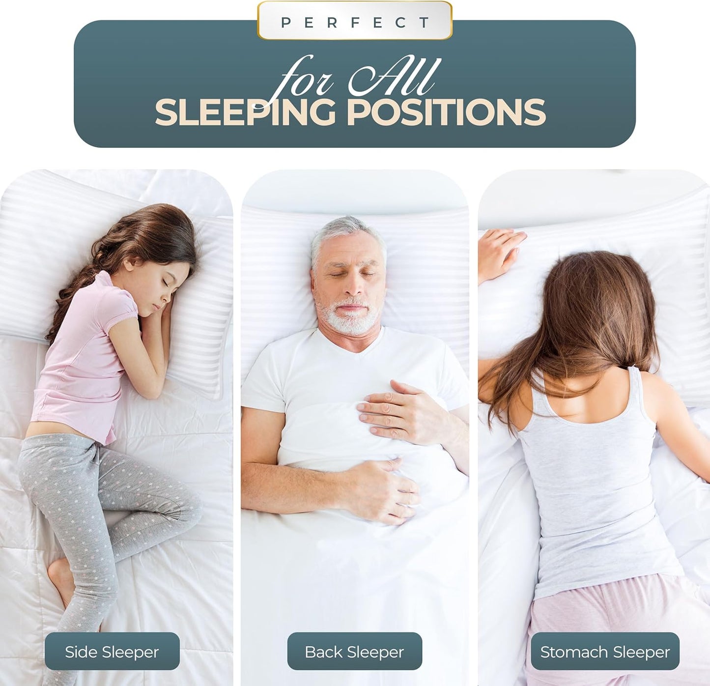 Utopia Bedding Bed Pillows - Cooling Down Alternative Set of 2 | Standard Size for All Sleep Positions