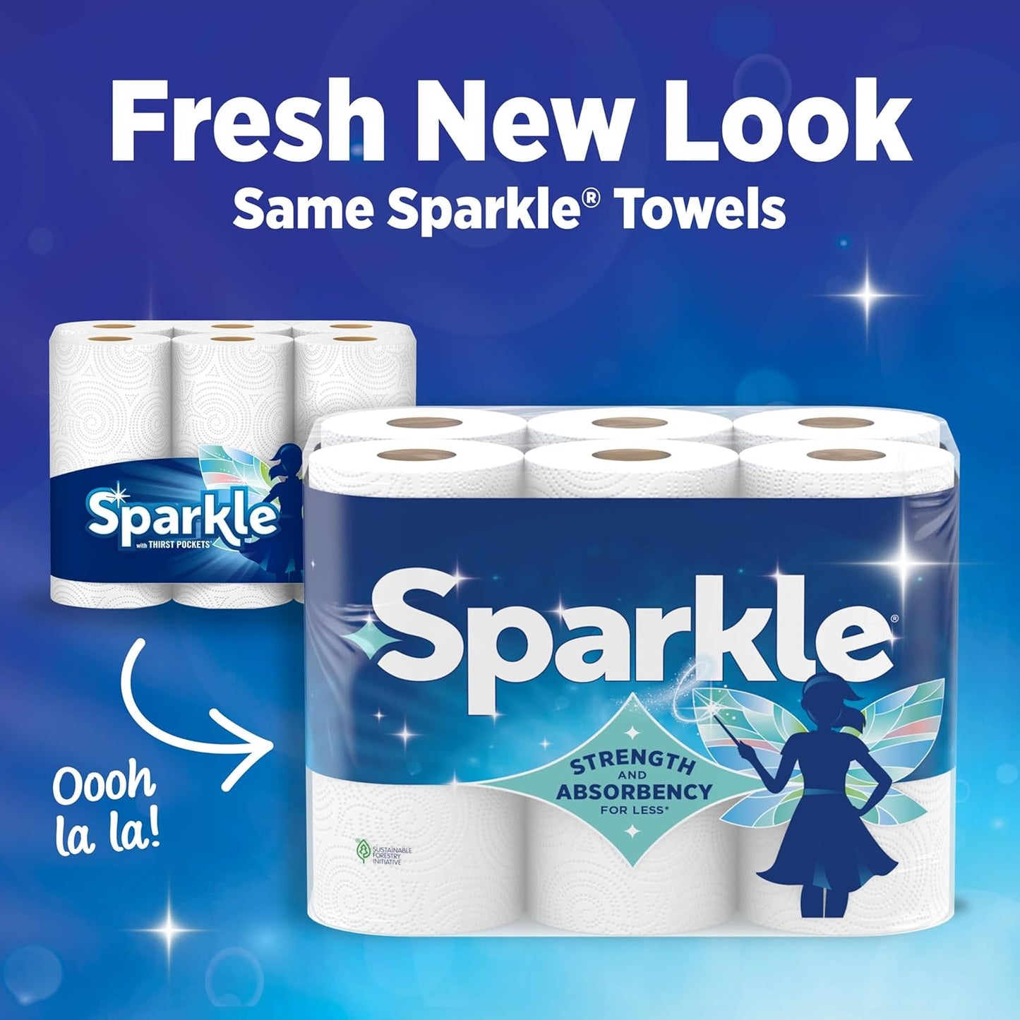Sparkle Paper Towels - Pick-A-Size, Strong 2-Ply, Spirited Prints | 2 Double Rolls for Kitchen Cleanup