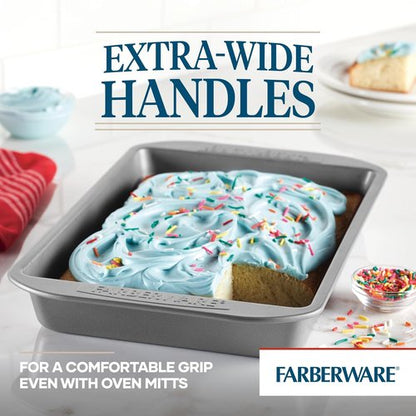 Farberware Nonstick Bakeware - Rectangle Cake Pan, 9 Inch x 13 Inch, Gray Finish for Easy Release