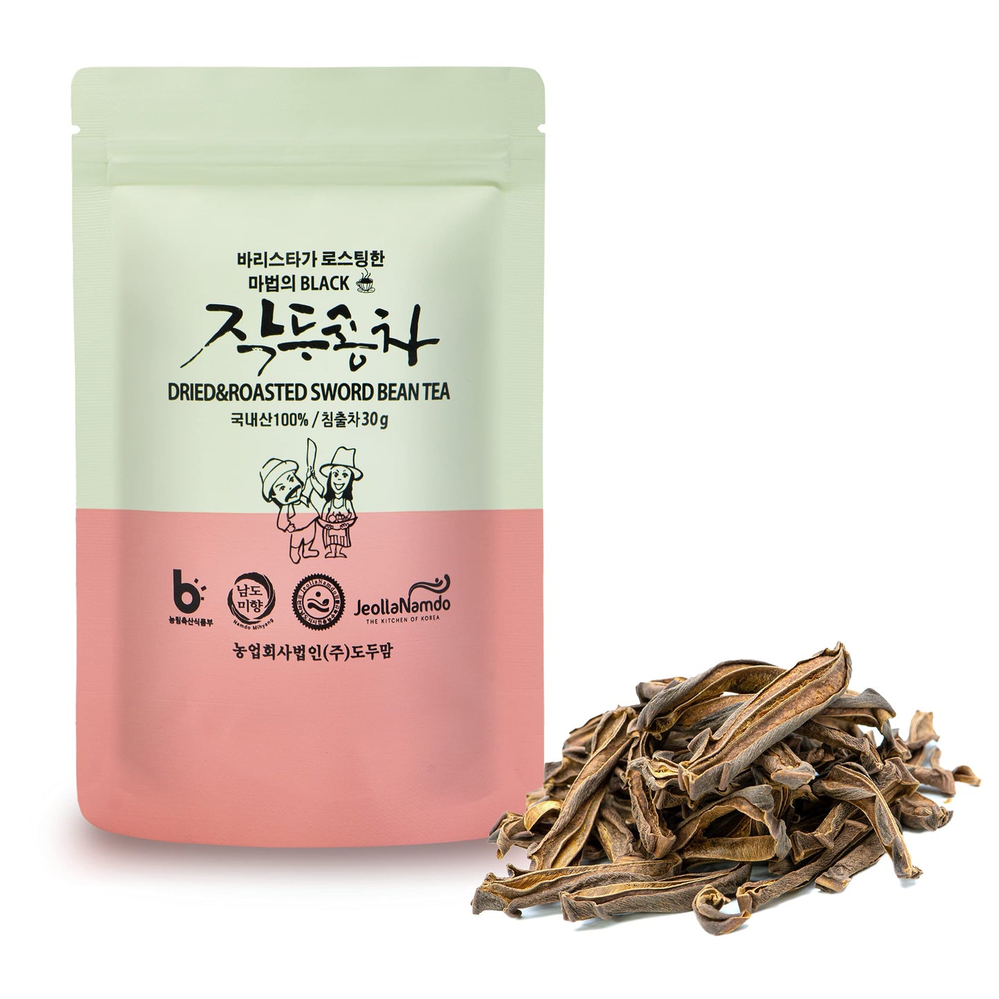 Roasted Sword Bean Pod Tea [Korean Food ] Traditional Asian Superfood for Gut Health, Artisinal Roast Herbal Tea [ JRND Foods ] 30g