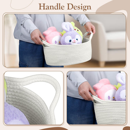 Yzawotk Woven Storage Basket with Handle, Cute Gifts Basket for Nursery, Empty Gift Decorative Organizer for Birthday Baby Toy Pet Baskets 13.77'' x 8.66 '' x 6 ,Pink