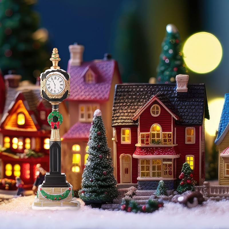 Christmas Village Clock Tower Figurine 6.3 in – 2 x 2 x 6.3 in