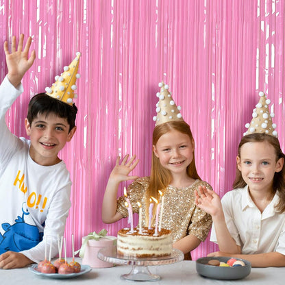 Skiennix Pastel Pink Foil Fringe Streamers - Perfect Backdrop for Birthday & Bridal Showers