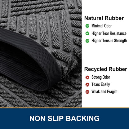 Smiry Heavy-Duty Outdoor Doormat - Non-Slip Natural Rubber, Easy Clean, 29.5x17 Inches | Grey