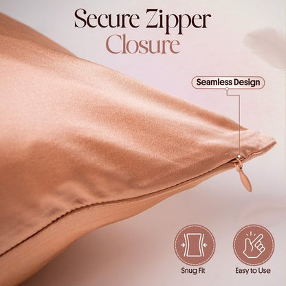 ENVISKIN 100% Mulberry Silk Pillowcase Infused with Silver Ions - Pure 22 Momme Grade 6A Fibers for Beautiful Skin and Hair - Cooling Pillow Case Protector with Zipper