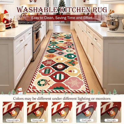 nesrt 2x8 Ft Christmas Runner Rug — Moroccan Trellis Non-Slip Washable