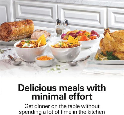 Hamilton Beach 6-Quart Slow Cooker - 3 Cooking Settings, Dishwasher-Safe Stoneware & Glass Lid