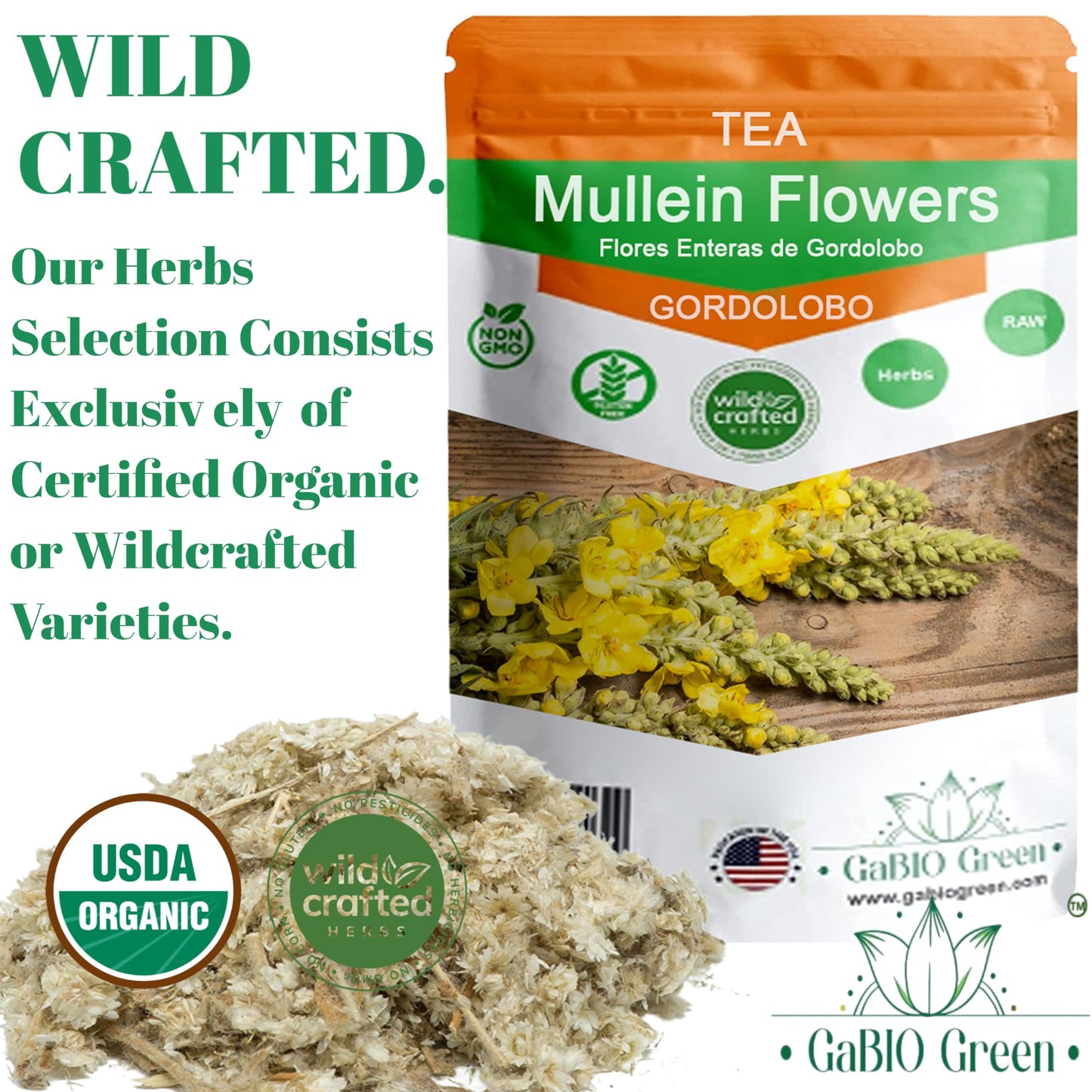 Mullein Flowers Dried | Herbal| GORDOLOBO , Resealable Bag , Verbascum Thapsus 4 oz.