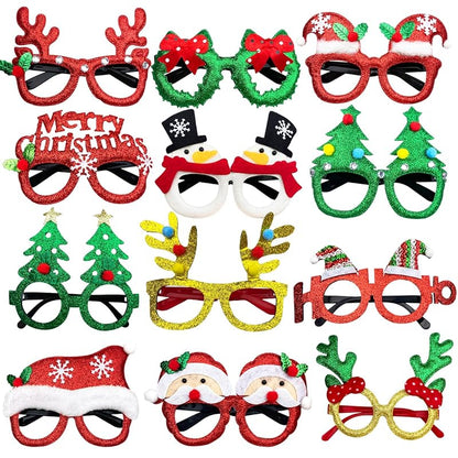 12 Pack Christmas Glitter Glasses - Fun Party Favors & Stocking Stuffers