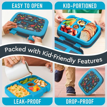 Bentgo Kids Prints Bento-Style Lunch Box - Leak-Proof, 5 Compartments, Durable & Dishwasher Safe (Dinosaur)