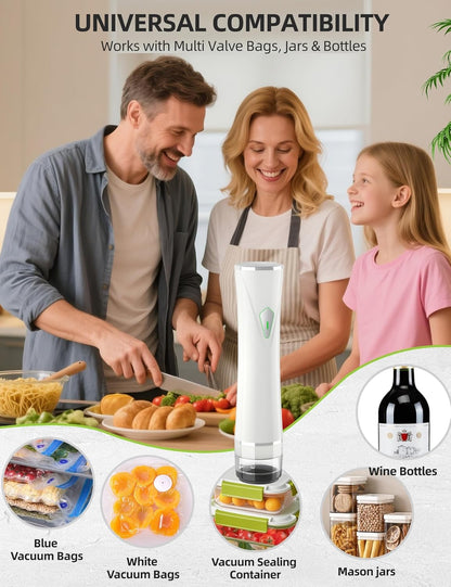 Skiennix Vacuum Sealer Set - Handheld Food Sealer with 30 Reusable Bags | Portable & Compact Design, Auto-Stop Feature
