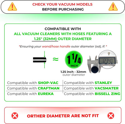 Stainless Steel Vacuum Extension Wand by [Brand Name] - 1.25 Inch Compatible with 32mm Accessories