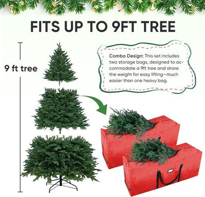 BALEINE Christmas Tree Storage Bag - Heavy Duty 9 ft Extra Large with Reinforced Handles & Dual Zippers | Grey, 2PK Combo
