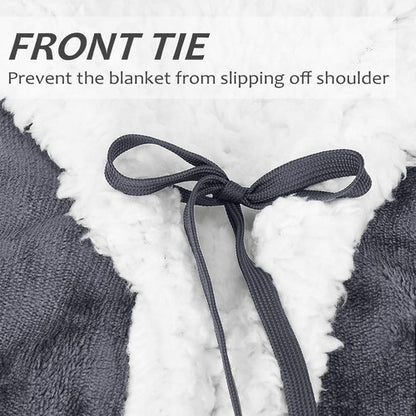 Catalonia Hooded Blanket Poncho | Wearable Blanket Wrap with Hand Pockets | Comfy Sherpa Fleece Throw Cape for Children and Adults, Women Gift