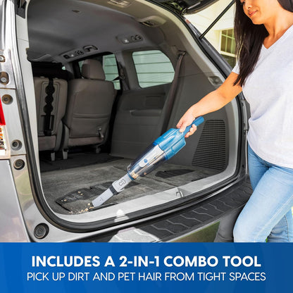 Vacmaster Portable Cordless 2-in-1 Vacuum Cleaner - Lightweight, 2-Speed Power Control, LED Headlight | Ideal for Hardwood Floors, Carpets & Pet Hair - Blue