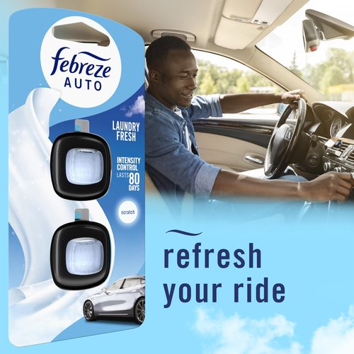 Febreze Car Air Freshener Vent Clip Laundry Fresh Scent, .07 oz. Car Vent Clip, Pack of 4
