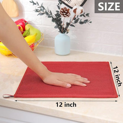 Homaxy Kitchen Dish Cloths - 100% Cotton Waffle Weave, Ultra Soft & Absorbent, 12x12 Inches, 6-Pack, Brick Red