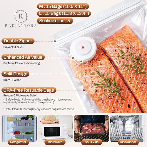 Compact Vacuum Sealer - Powerful Handheld Food Sealer with 30 BPA-Free Bags & 5 Clips | Rechargeable & Cordless