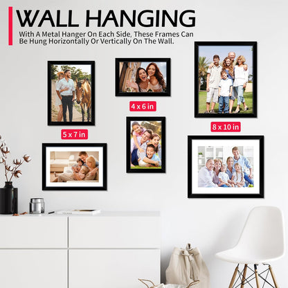 Black 8x10 Picture Frame Set of 2 | Versatile Tabletop & Wall Display with HD Plexiglass