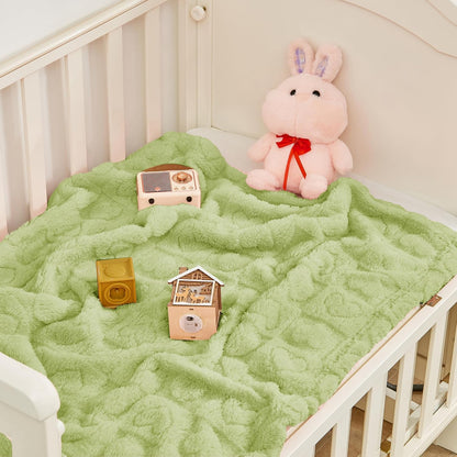 Yurhap Fleece Baby Blanket - Ultra Soft Heart Checkered Design for Boys & Girls | 30” x 40” (Green)