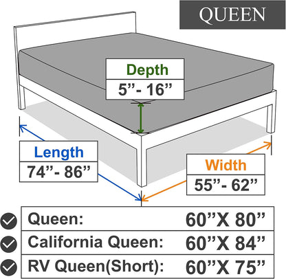 Soft Stretch Queen Size Fitted Sheet - Cozy Jersey Knit, 4-Way Stretch, Deep Fit (5"-16") | White