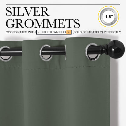 NICETOWN Thermal Insulated Curtains Blackout Draperies, Window Treatment Solid Grommet Room Darkening Drape Panels for Bedroom (Dark Mallard, Set of 2, 55 by 68 inches Long)