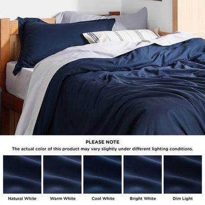 Bedsure Duvet Cover Twin/Twin XL Size - Soft Double Brushed Bedding Set for Kids & Adults, Zipper Closure, 2 Pieces, Includes 1 Duvet Cover (68"x90") & 1 Pillow Sham, NO Comforter, Navy Blue