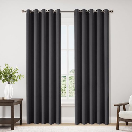 ChrisDowa Blackout Curtains - 70 Inch Wide Thermal Insulated Grommet Panels Set for Bedroom & Living Room (Dark Grey, 70 x 84 Inch)