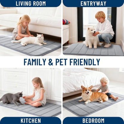 OLANLY Memory Foam Bath Mat 32x20, Super Soft Absorbent Bathroom Rugs, Quick Dry, Machine Washable Shower Floor Rugs, Bathmat Carpet, Bathroom Home Decor Accessories, Grey