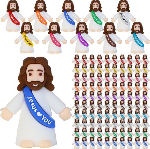 Little Jesus Figures - 100 Pack Mini Jesus Figurines for Easter | Perfect for Sunday School and Baptism Gifts