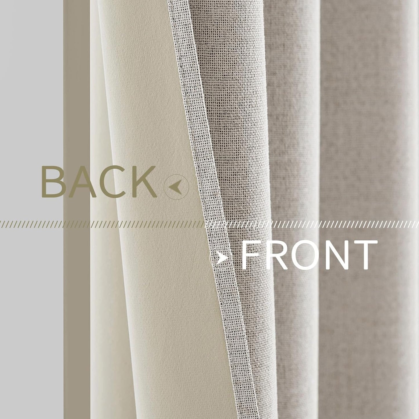 MIULEE 100% Blackout Linen Textured Curtains - Thermal Insulated Cream White Drapes | 52 x 84 Inch (2 Panels)