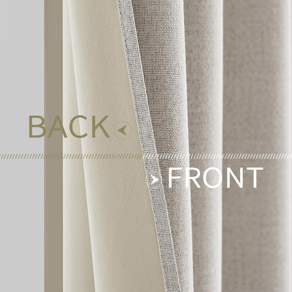 MIULEE 90-Inch Linen Textured Blackout Curtains - Thermal Insulated Cream White Grommet Drapes | Luxury Room Darkening for Bedroom & Living Room (2 Panels)