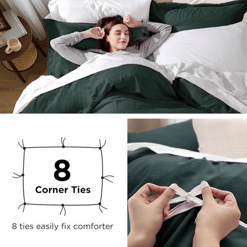 Bedsure Forest Green Duvet Cover Set - Extra Soft Twin/Twin XL Bedding with Zipper Closure & Pillow Sham