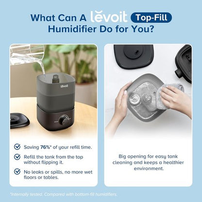 LEVOIT Classic 160 Top-Fill Ultrasonic Cool Mist Humidifier,Super Easy to Fill & Clean,Quiet Operation for Bedroom Home & Plants,Auto Shut-off for Safety,360° Rotating Nozzle,2.5L,Black,(Pack of 8)