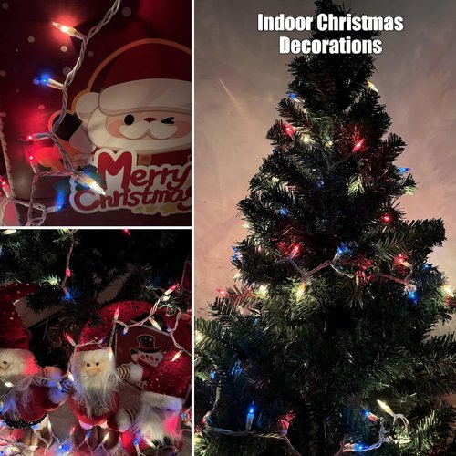 HISHINY Mini String Lights - 100 Count Red, White & Blue Patriotic Decorations | 21 Feet for Indoor/Outdoor Use