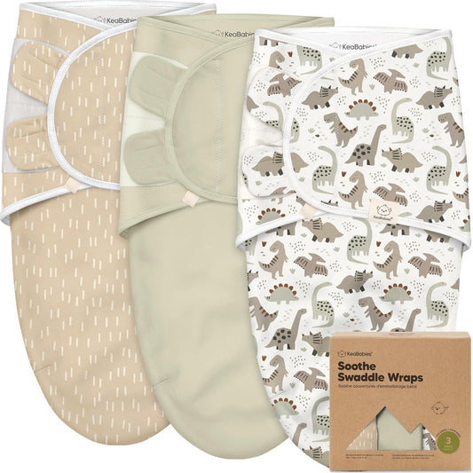 Skiennix Organic Baby Swaddle Sleep Sacks - Soft & Snug Newborn Swaddles for 0-3 Months (Dino Ridge, OS)