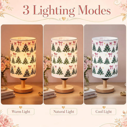 Christmas Table Lamp with Fabric Lampshade - Coquette Tree Pattern
