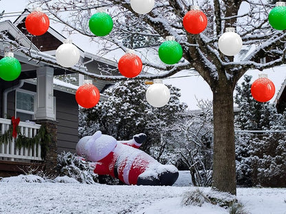 18 Pcs 9-Inch Outdoor Christmas Inflatable Balls for Yard, Porch, Garden - Blue, Red, Green