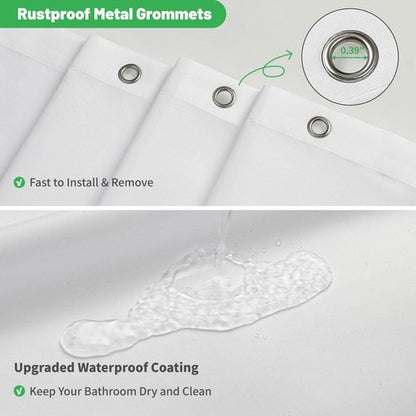 eachope Waterproof Fabric Shower Curtain Liner with 3 Heavy-Duty Magnets - Washable White Shower Liner with Rustproof Grommets,Hotel Quality Lightweight Shower Curtains for Bathroom,72x72 inches