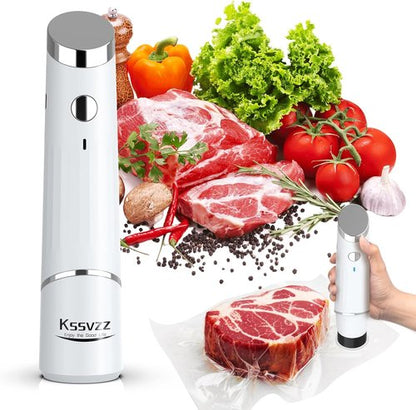 Handheld Vacuum Sealer - Compact Portable Food Sealer with 10 Reusable Bags for Travel & Meal Prep