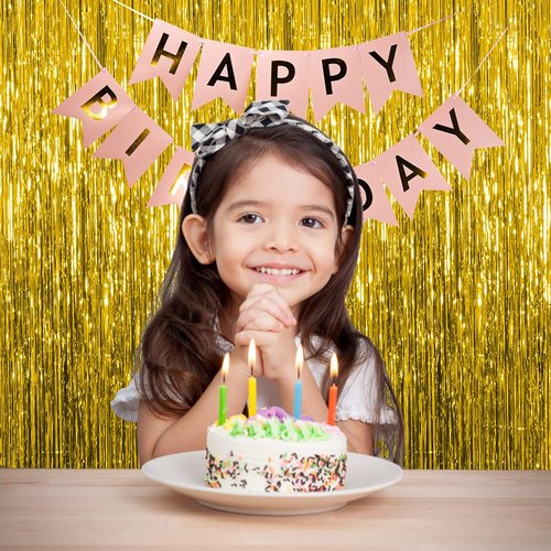 Gold Fringe Curtain Backdrop by [Brand Name] - 10 Pack Tinsel Streamers for Parties & Events | Perfect for Birthdays, Christmas, & Graduations