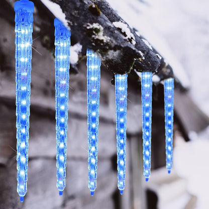 WATERGLIDE Meteor Shower Lights - 12" Outdoor Icicle Christmas Lights with 192 SMD LEDs | Connectable Blue Raindrop Decor