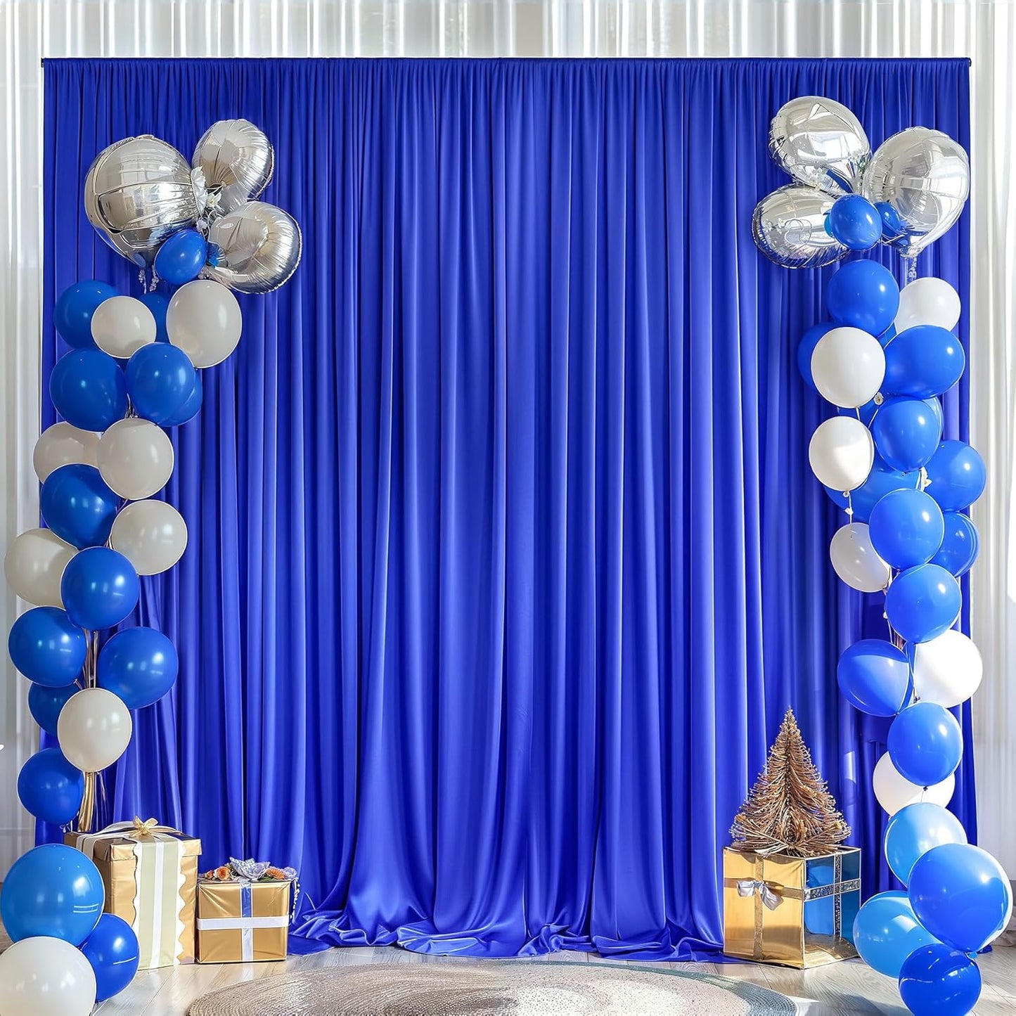 Royal Blue Backdrop Curtains by [Brand Name] - 10x10ft Wrinkle-Free Drapes for Weddings & Events