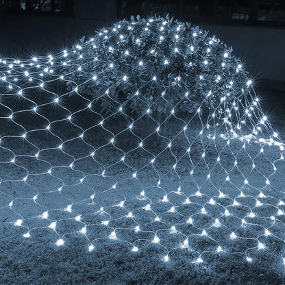 Dazzle Bright 360 LED Net Lights - 12FT x 5FT Waterproof String Lights with 8 Modes | Indoor Outdoor Christmas Decor (White)