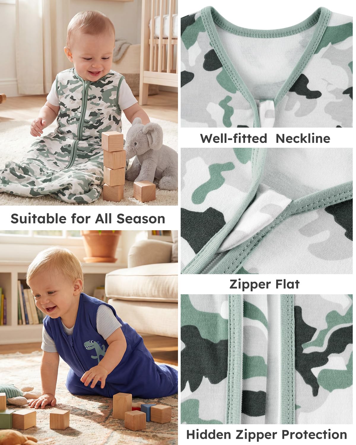 Yoofoss Baby Sleep Sack 18-24 Months Baby Wearable Blanket 100% Organic Cotton 2-Way Zipper TOG 0.5 Toddler Sleeping Sack Lightweight