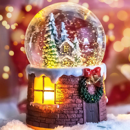 Skiennix Christmas Music Box Snow Globe - Musical Village Glitter Gift for Women & Kids | Plays Silent Night Tune